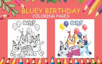 BLUEY BIRTHDAY COLORING PAGES
