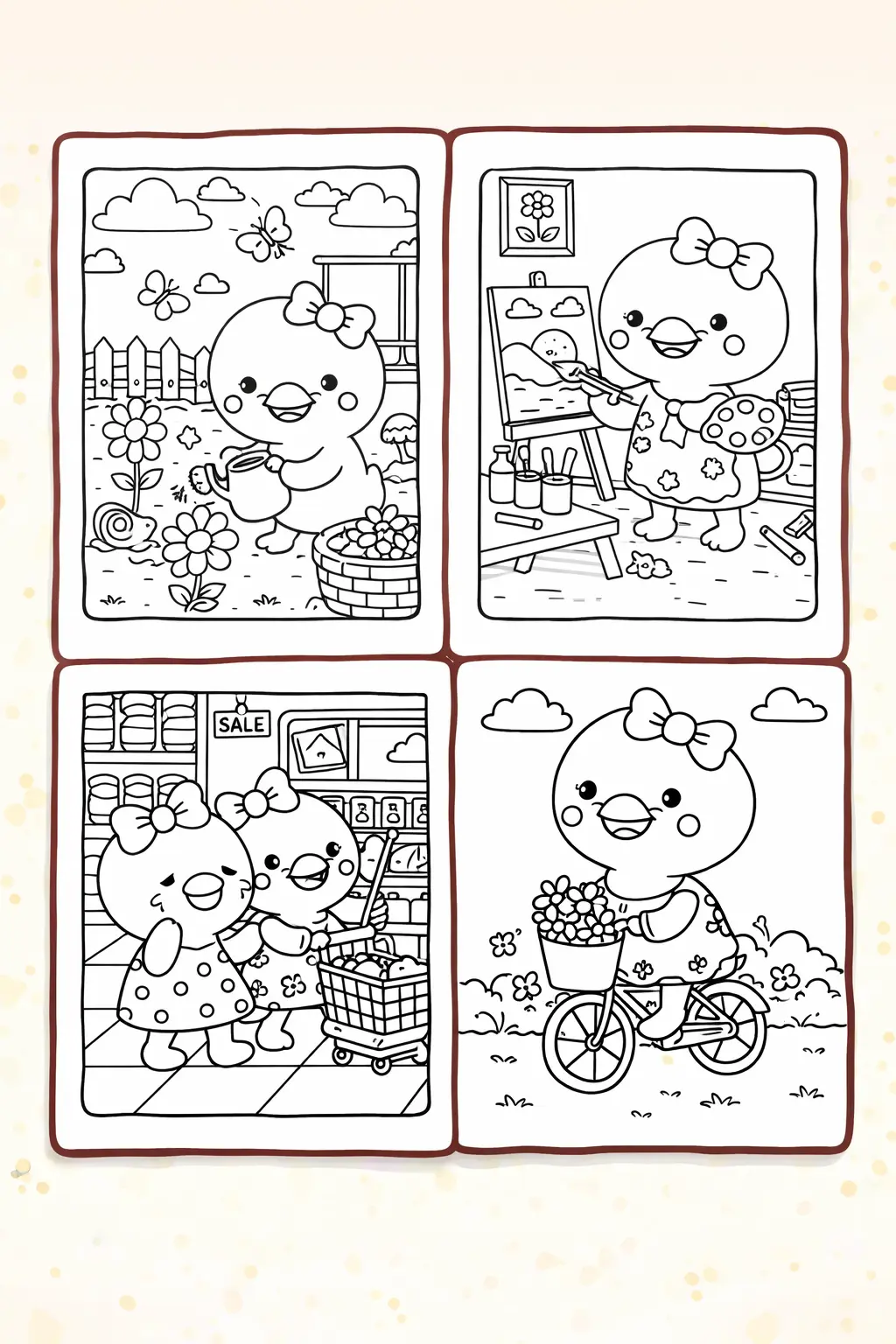 playful kawaii pals coloring page 06
