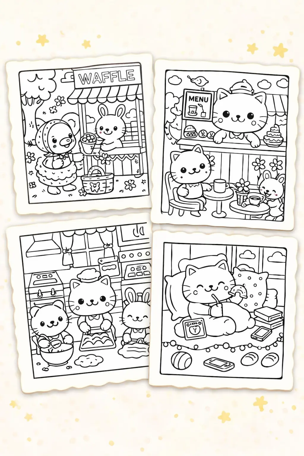 playful kawaii pals coloring page 07