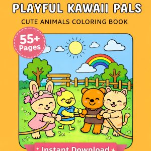 playful kawaii pals coloring page cover photo